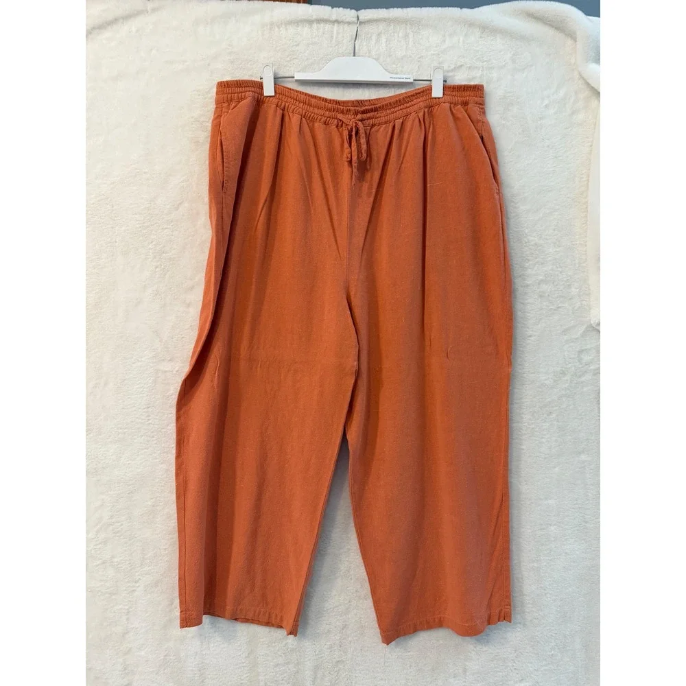 Selene Paris 100% Silk 2 Piece Set Womens 2X Coral Orange Shirt & Pants Suit